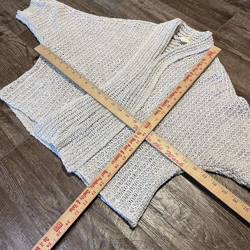 Eileen Fisher Cardigan L Beige Linen Blend Open Knit Beachy Minimalist Sweater - Picture 8 of 8